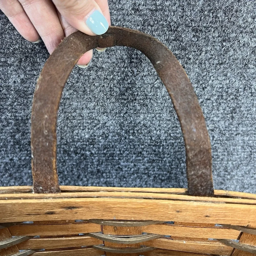 Lot Of 2- '92 Longaberger Handwoven Hanging Leather Strap/ SmallVegetable Basket